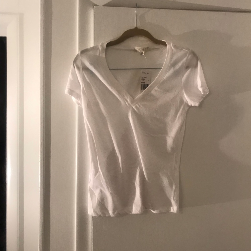 White V Neck T Shirt